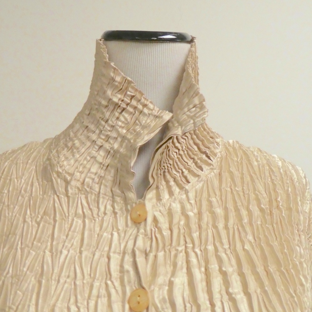 PILE OU FACE France beige PLEATED SHIRT TOP One Size S m l
